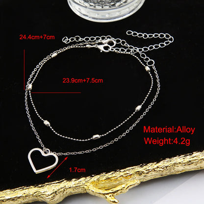 Boho Classic Love Heart Shape Bracelet Anklet Charms Tassel Sexy Leg Chain on Foot Chain Modern Women Beach Jewelry