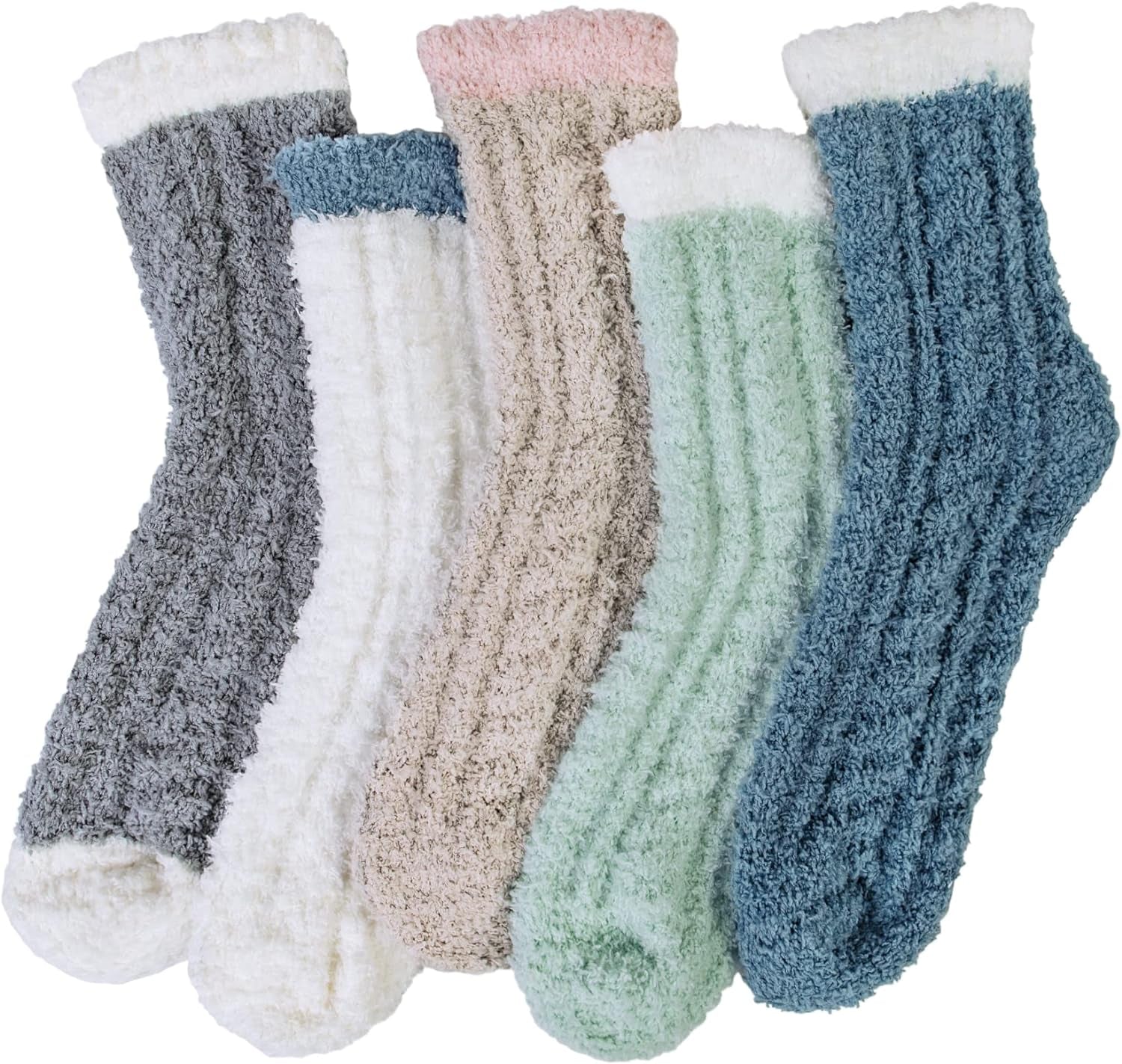 5 Pairs Womens Fuzzy Socks Cozy Soft Fluffy Cute Cat Animal Winter Warm Slipper Socks Christmas Stocking Stuffers Gifts